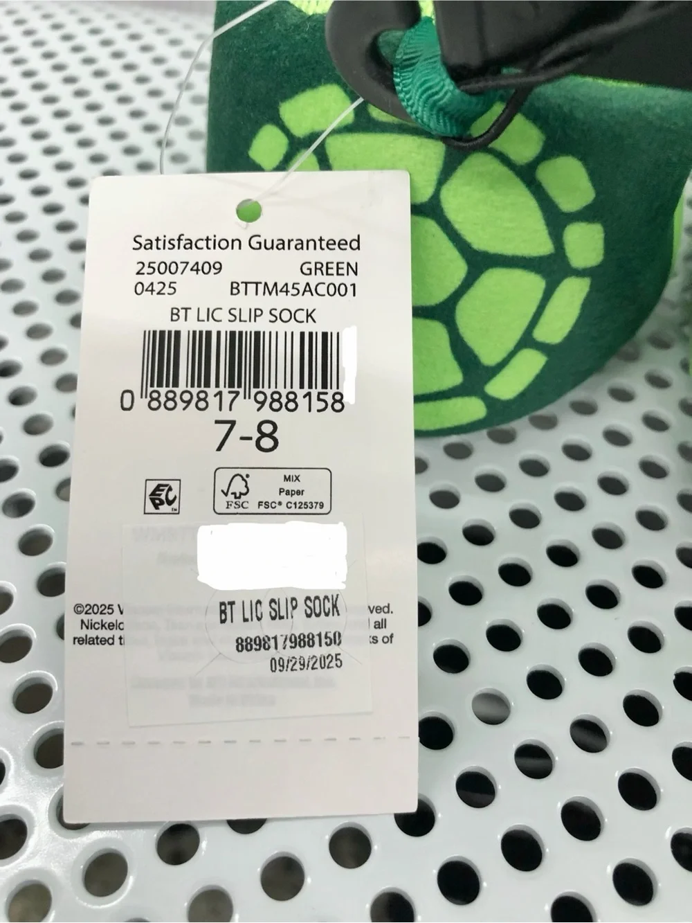 🎈$15🎈NEW Teenage Mutant Ninja Turtle Sock Top Slippers Toddler 7/8 Toddler Boys